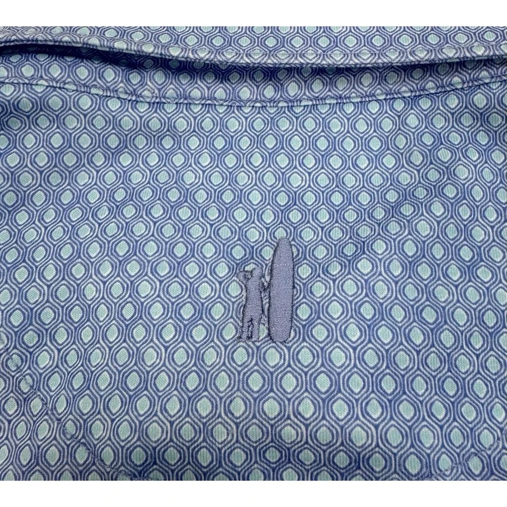 NWT johnnie-O PUDDLES Top Shelf Geometric Print Golf Polo Shirt Blue SMALL $110 - Picture 9 of 9